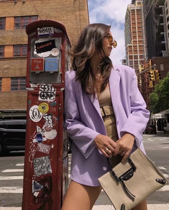 Withered INS fashion blogger vintage Lavender violet oversize blazer feminino blazer mujer 2020 women blazers and jackets tops