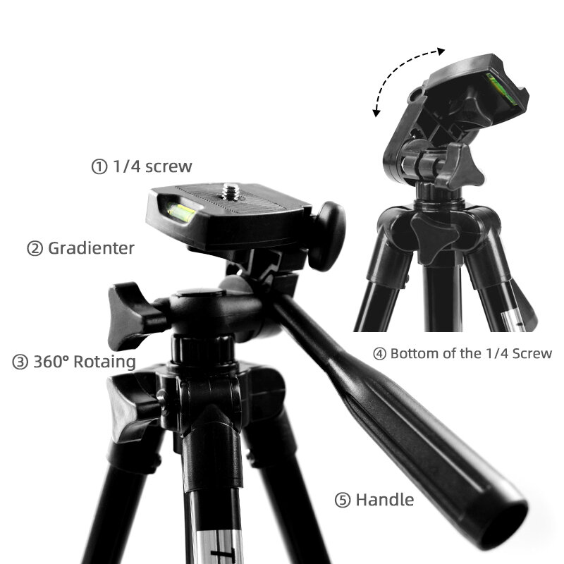 MountDog 35-85cm Adjustable Mini Tripod Stand For Phone Mount Holder With Phone Clip For GoPro Action Camera