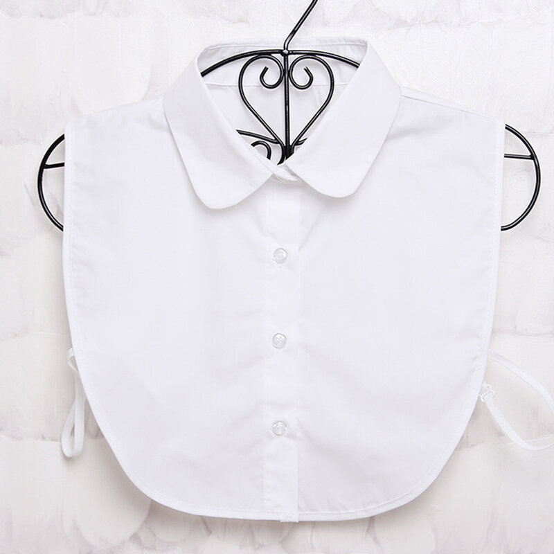 Camisa feminina lapela blusa gargantilha gola destacável all-match sólido roupas acessórios botão-down algodão mistura redonda leve