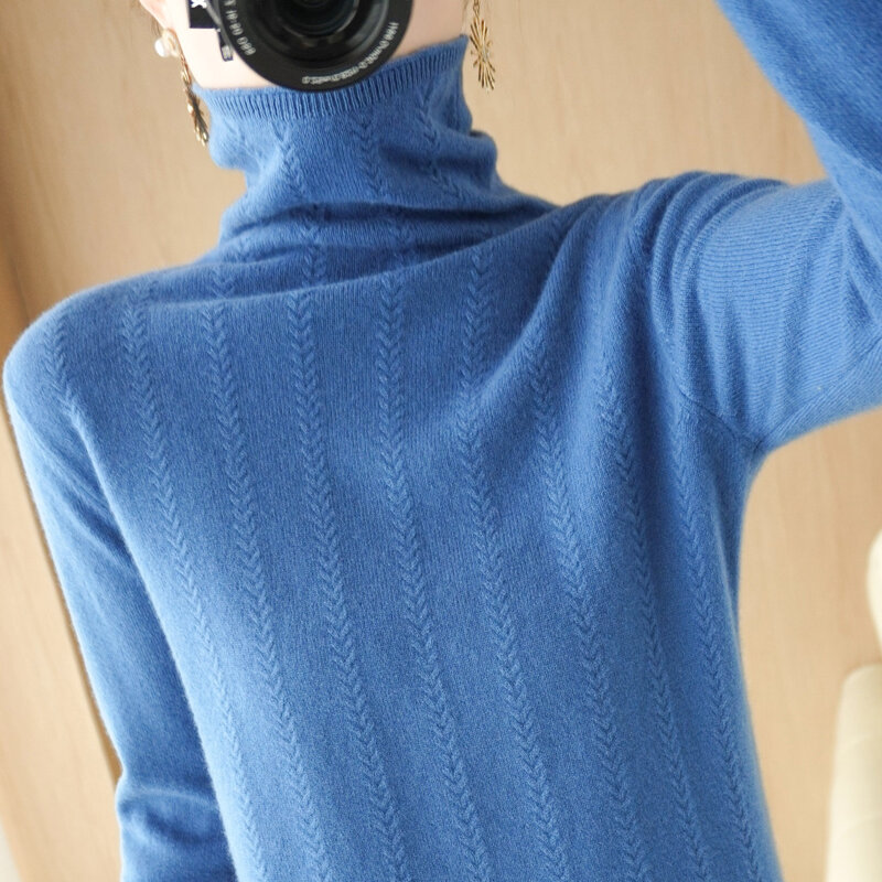 Suéter de cuello alto para mujer, suéter Base delgado de manga larga, versión coreana de la nueva moda suelta y cálida, Otoño e Invierno
