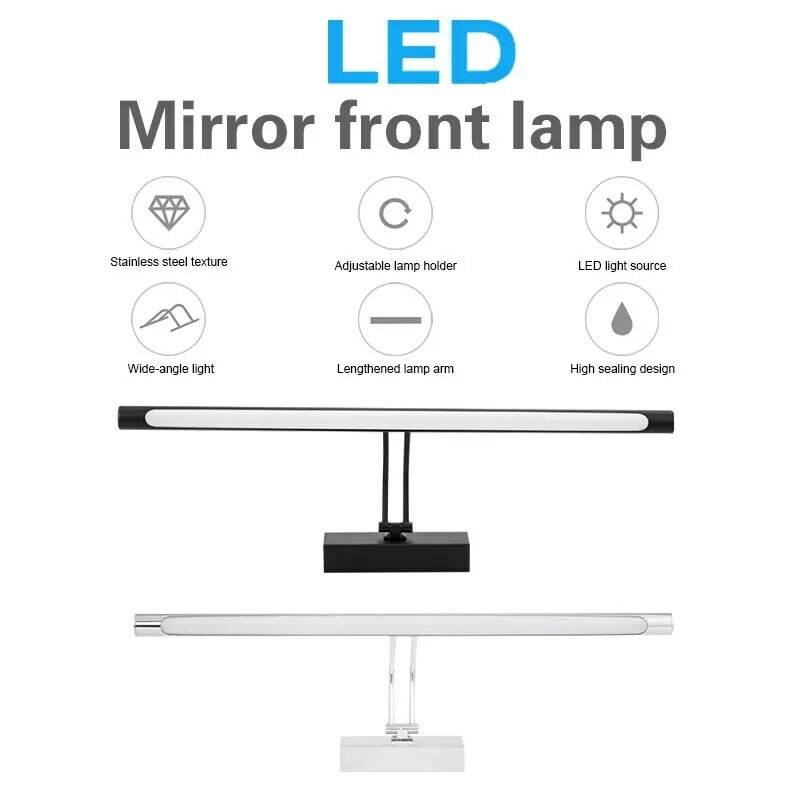 DONWEI-Led 벽 램프, 40CM8W/50CM12W 거울 전면 조명, 방수 스테인레스 스틸, 욕실 화장대 조명, 화장실 메이크업 램프