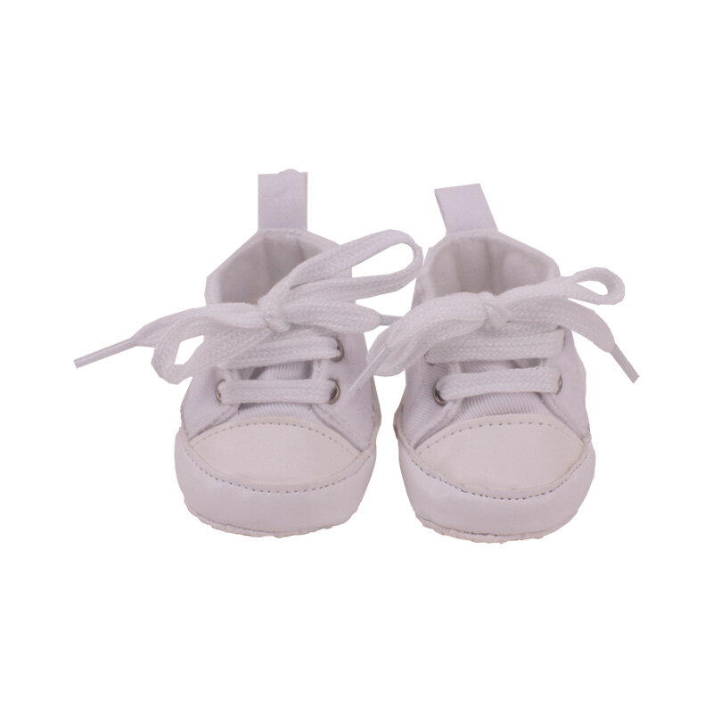 8/9 Cm Length Doll Baby Shoes White Canvas Lace-up Shoes Newborn Baby Boys Girls Walkers Shoes Soft Bottom,For Kids Best Gifts