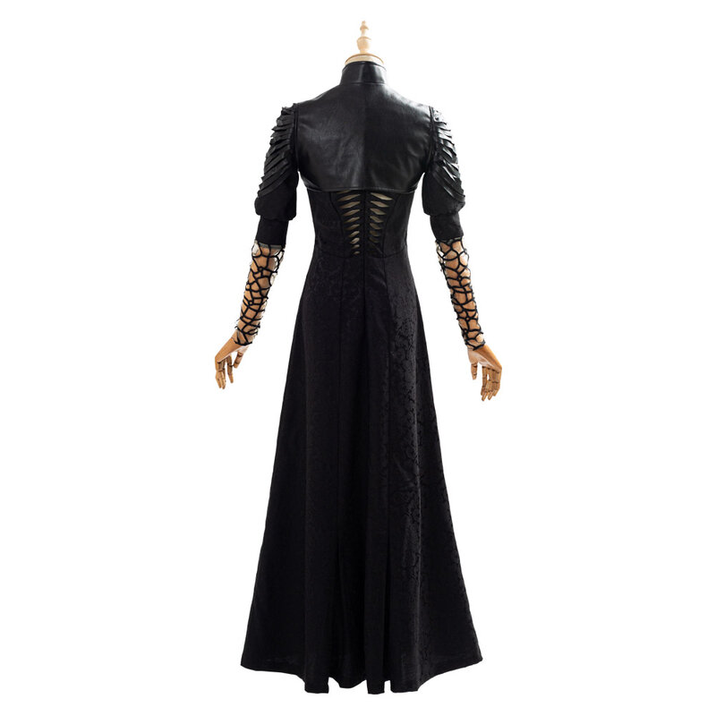 Yennefer-Costume de Cosplay pour Femme, Robe Longue Noire, Cape, Tenue de Carnaval d'Halloween, 600