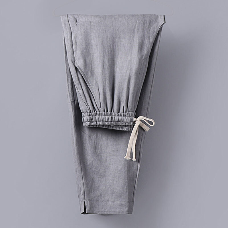 Pantalones de lino y algodón para hombre, pantalón de talla grande, 8XL, 140cm de cintura, 5XL, 6XL, 7XL, otoño y primavera