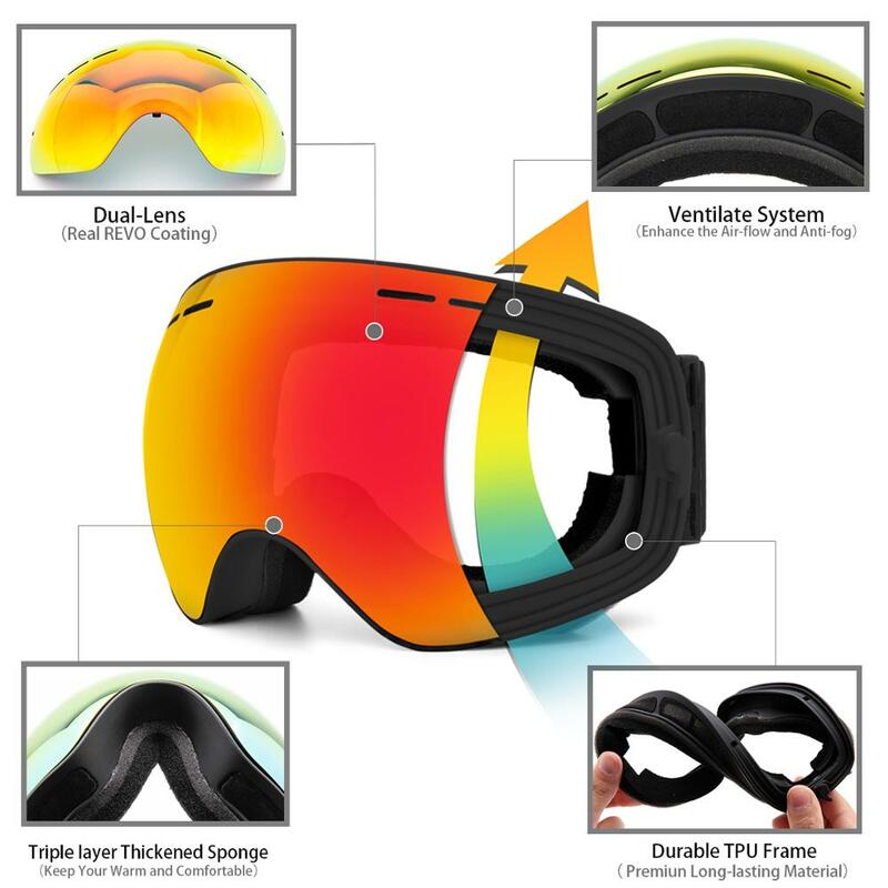 MAXJULI-Gafas de esquí para hombre y mujer, lentes intercambiables, Premium, para nieve, Snowboard, artículo de esquí