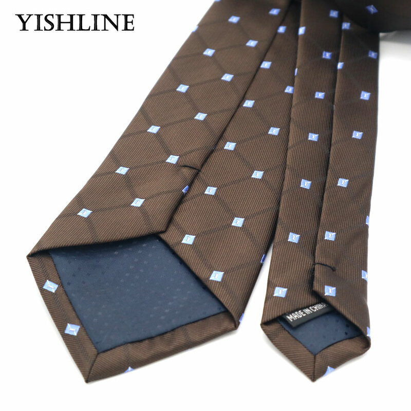 Fashion Mens Tie 8CM Brown Silk Neckwear Floral Dot Jacquard Woven Classic Neck Ties For Men Formal Business Wedding Party Groom
