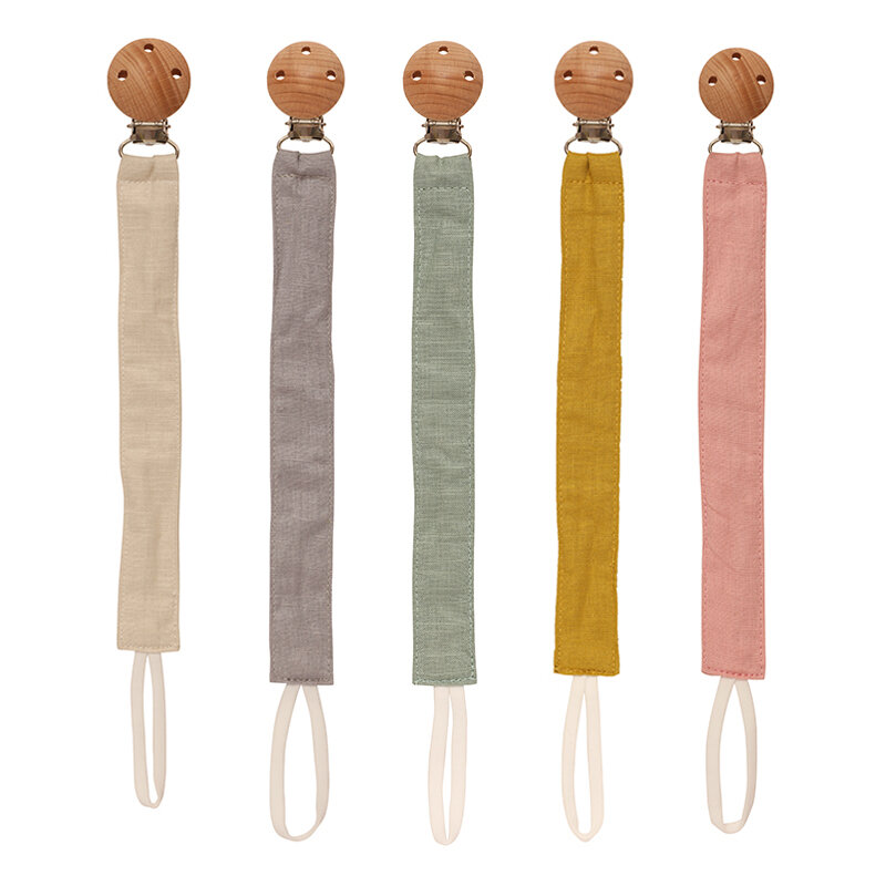 Baby Pacifier Clip Infant Newborn Cotton Wooden Pacifier Chain Nipple Soother Dummy Holder Eco-friendly Material