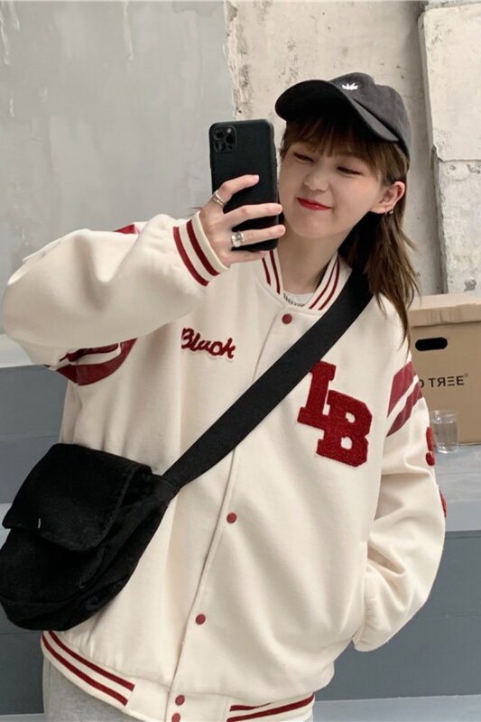 Baseball Uniform Women's Autumn And Winter Man Couple Bomber Coat New Ins Letter Embroidery Plush Thickened Coat