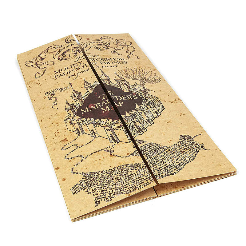 Billete de escuela de Hogwart de Harry Potter de 1 pieza, colección de mago del mapa del Marauder, Papel Kraft de calidad, regalo de estampado dorado