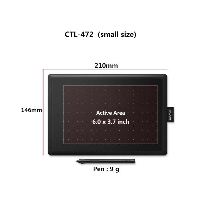 One by Wacom-tableta gráfica Digital CTL-472 para dibujar y pintar, Tablet con bolígrafo de 2048 niveles, compatible con Android/Windows/Mac OS