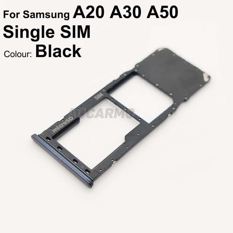 Aocarmo Sim Card For Samsung Galaxy A20 A30 A50 Single SIM Dual SIM Metal Plastic Nano SIM Tray MicroSD Slot Holder