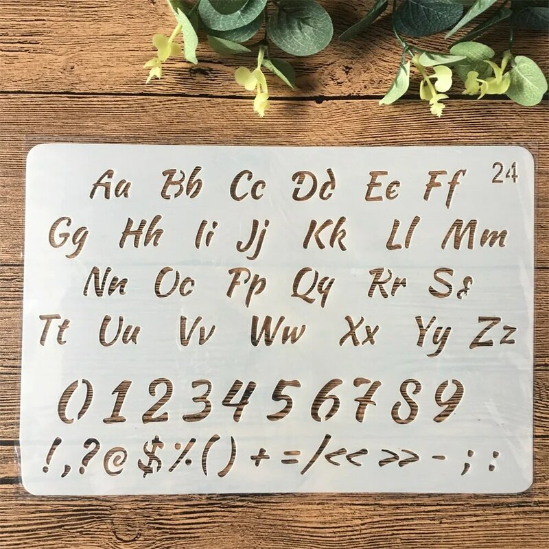26cm número de letras do alfabeto diy artesanato estênceis em camadas pintura scrapbooking carimbar em relevo álbum modelo de cartão de papel