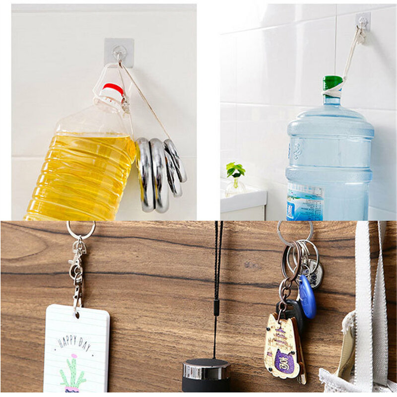 2/5/10Pcs Home Kitchen Wall Rack Strong Adhesive Wall Hook Adhesive Hook is Strong And Transparent Punch-Free Universal Hook