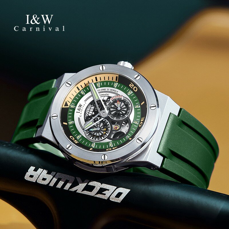 2022 nowy szkieletowy zegarek dla mężczyzn szwajcaria I & W ruch MIYOTA automatyczny zegarek Sapphire HD Luminous 50m wodoodporny Montre Homme