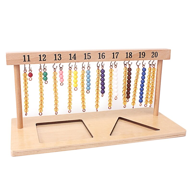 Montessori ensinar matemática brinquedos digitals números 1-20 cabide e contas de cor escadas para dez placa brinquedos de treinamento pré-escolar