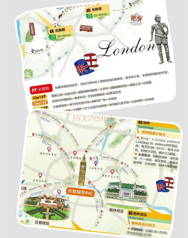Mapa de viaje de Londres en chino e inglés, Mapa del metro de Londres, mapa de guía recomendado para lugares turísticos de la ciudad de Londres