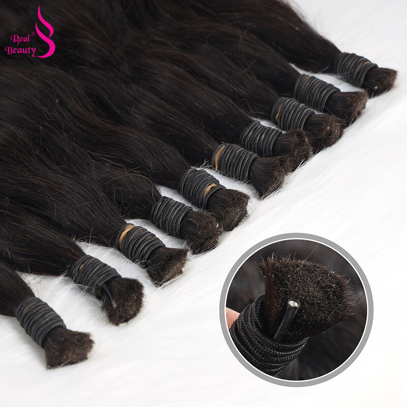 REAL BEAUTY − Extensions brésiliennes lisses, cheveux naturels Remy, pour tressage, crochet, sans trame, en vrac