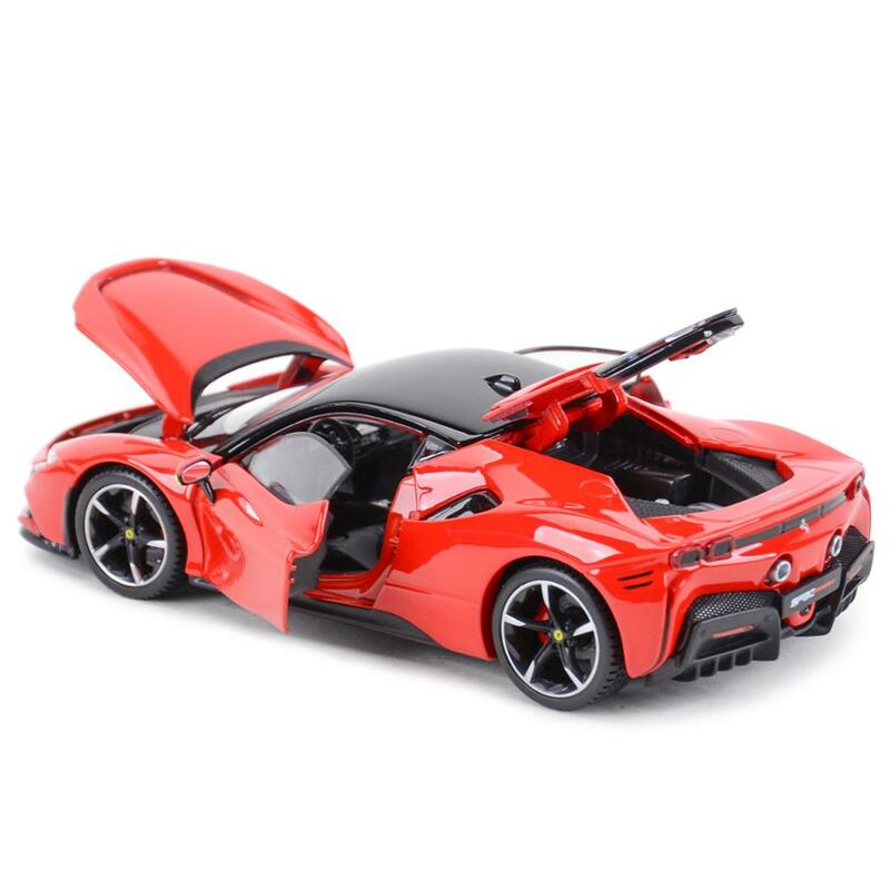 Bburago-coche deportivo Ferrari SF90 Stradale, vehículo fundido a presión estático, juguetes de modelos coleccionables, 1:24