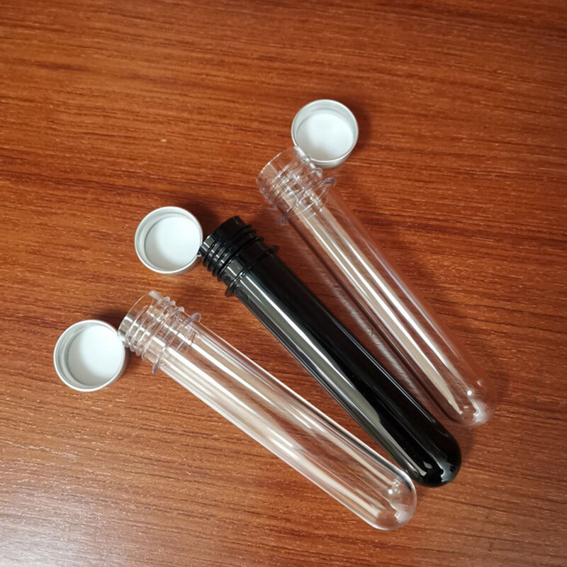 Tubos de ensayo de plástico de 40ml, botellas pequeñas vacías con tapa de rosca de Metal, contenedores de tarro de almacenamiento de especias, tubo de ensayo de Vial, subembotellado