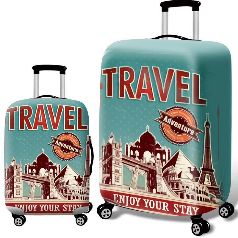 Wereld Bezienswaardigheden Bagage Beschermhoes Reizen Koffer Cover Dikkere Elastische Stof Gevallen Voor 18 Tot 32 Inches Reizen Accessoires