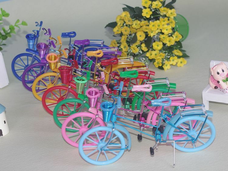 Roue de vélo de couleur manuelle, fil métallique en aluminium, modèle de voiture, jouet artisanal créatif