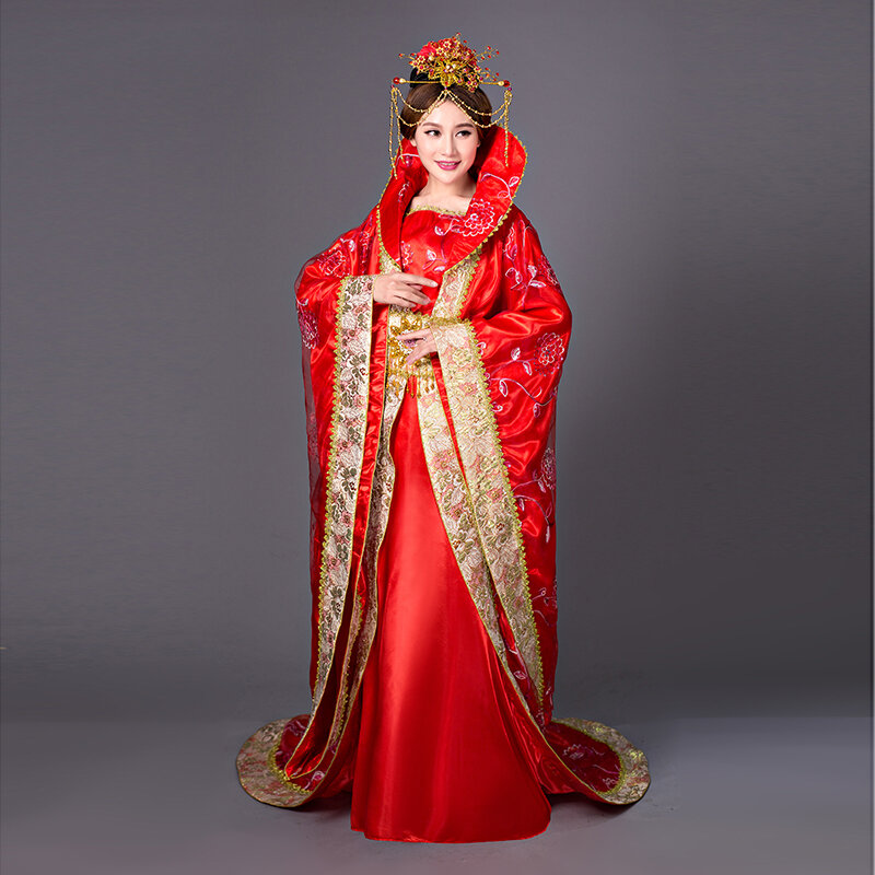 Disfraz de hanfu antiguo, traje de princesa reina, disfraz de princesa de amortiguación, traje de actuación en escenario, vestido de arrastre para estudio