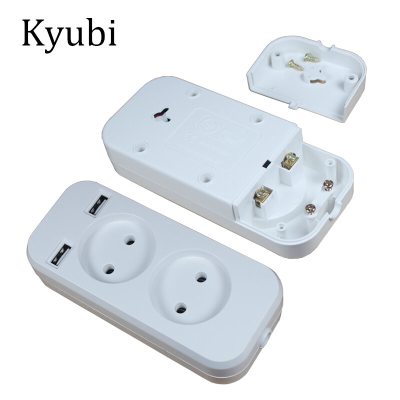 New USB extension Socket for phone charge Free shipping Double USB Port 5V 2A outlet usb outlet steckdose KF-01-3