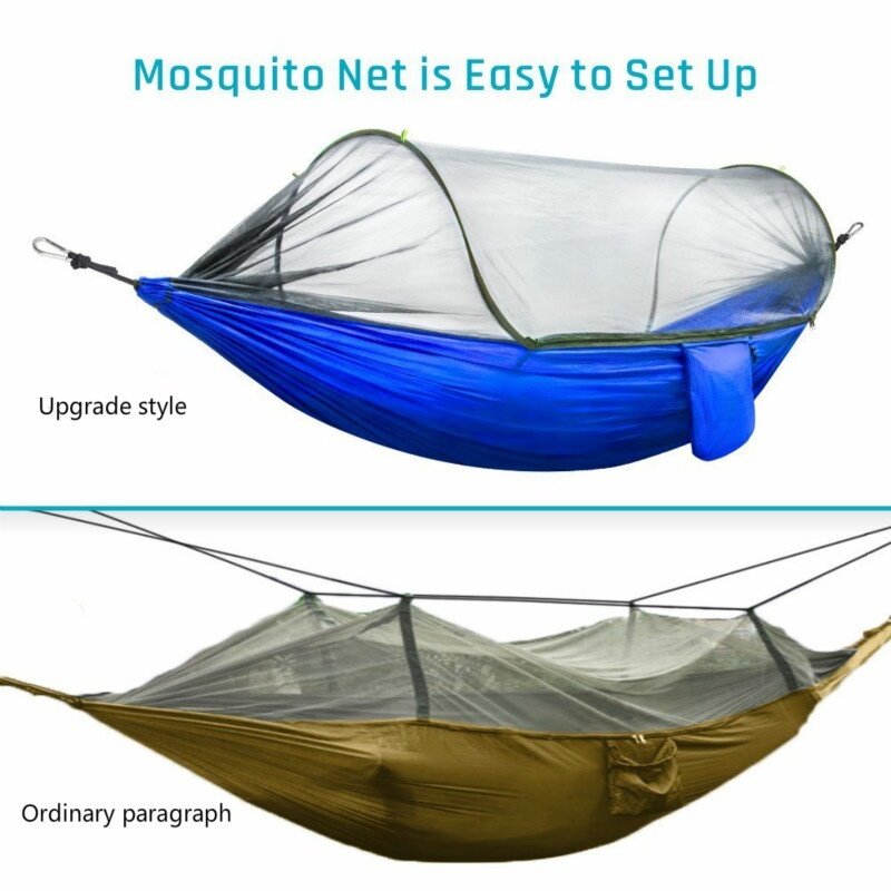 2020 tempat tidur gantung Kemah, dengan jaring nyamuk lampu Pop-Up portabel luar ruangan parasut tidur ayunan barang berkemah