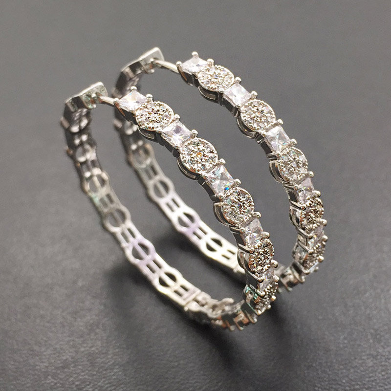 Vanifin Fashion Perhiasan Cantik Besar Loop Telinga Mikro Berlapis Halus Pernikahan Ulang Tahun Anting-Anting Neoteny Pengantin Harian Hadiah Terbaik
