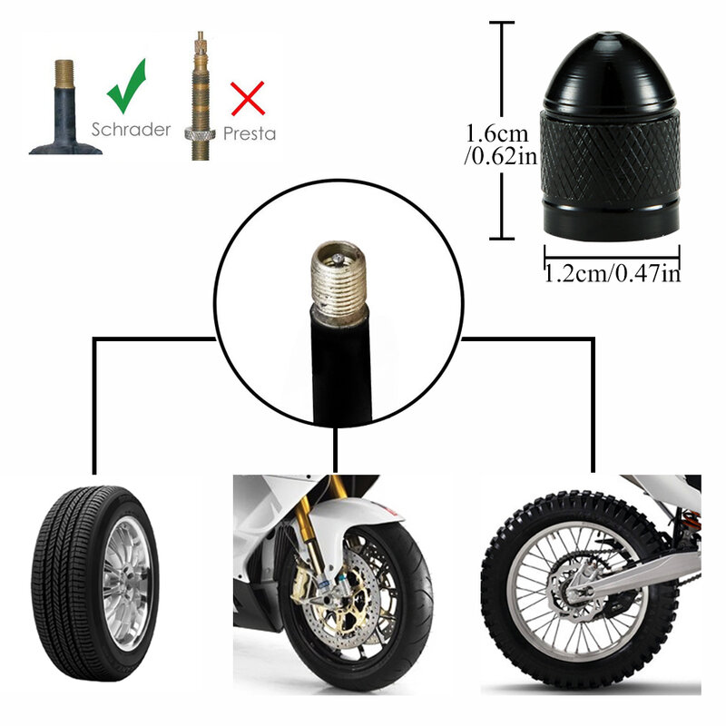AUTCOAT-Tapas de vástago de válvula de neumático universales para coche, cubiertas antipolvo de aluminio para válvula de neumático de bicicleta, camiones y motos