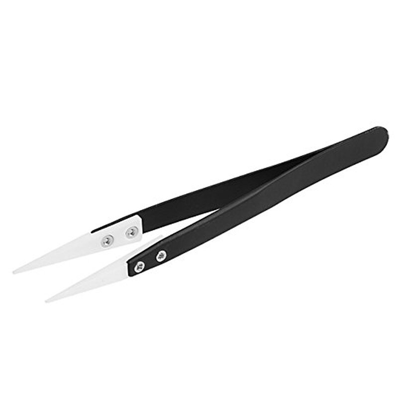 Anti-Static Ceramic Tweezers Electronic Cigarette Industrial Ceramic Tweezers with Insulated Pointed Straight Curved Tip