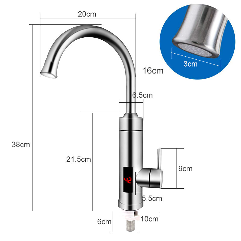 TINTON LIFE Elektrische Wasser Heizung Temperatur Display Küche Tankless Sofort Heißes Wasser Wasserhahn 3000W