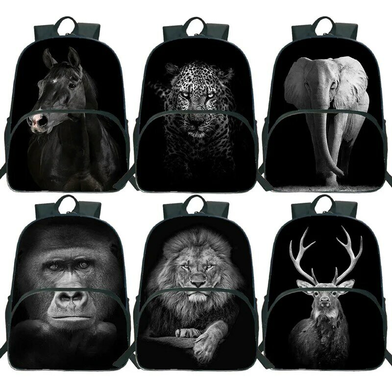 Рюкзак с животными, Лев, слон, олень, Зебра, лошадь, для подростков, школьный ранец для девочек и студентов, школьные сумки на плечо для мальчиков