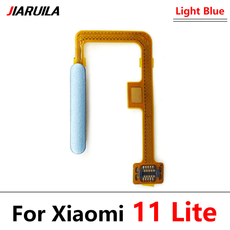 Sensor de impressão digital para Xiaomi Mi 11 Lite, Home Return Key, Botão Menu, Cabo Flex Ribbon, Preto, Branco, Azul, Verde, Novo