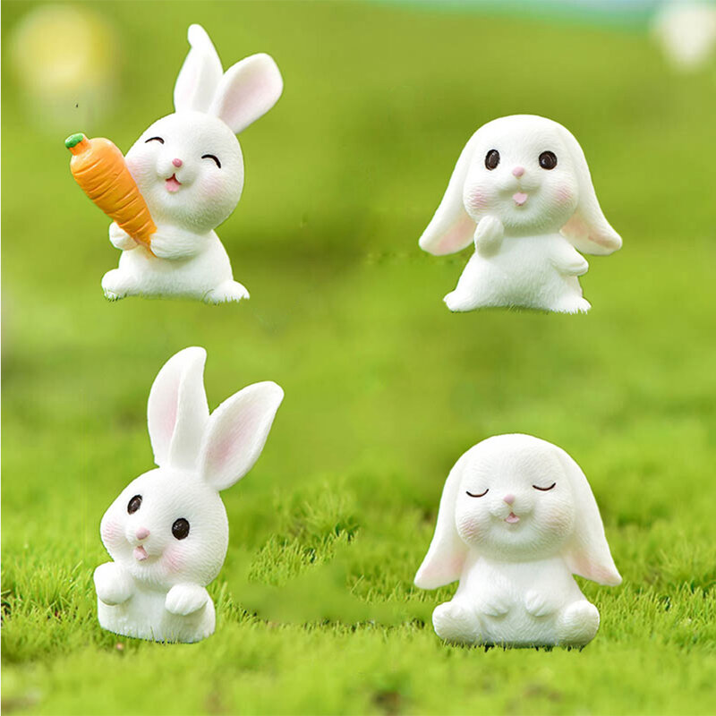 Easter Bunny Cake Decorations Rabbit Animal Ornaments Cake Topper Happy Birthday Party Decor for Kid Baby Shower Baking Supplies