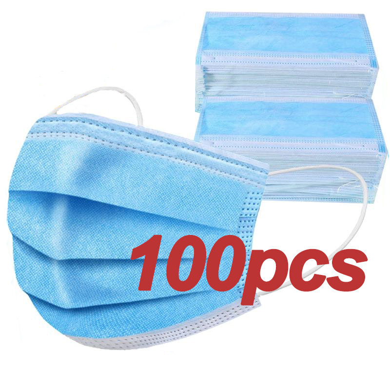 In stock! Disposable Mouth Face Masks Anti Pollution Dust Mouth Caps 3-Layer Meltblown Cloth Breathing Hygiene Mask 10-100pcs