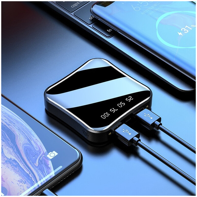 Mini portátil 20000mah power bank tela cheia display digital de carregamento rápido bateria externa para iphone samsung xiaomi powerbank