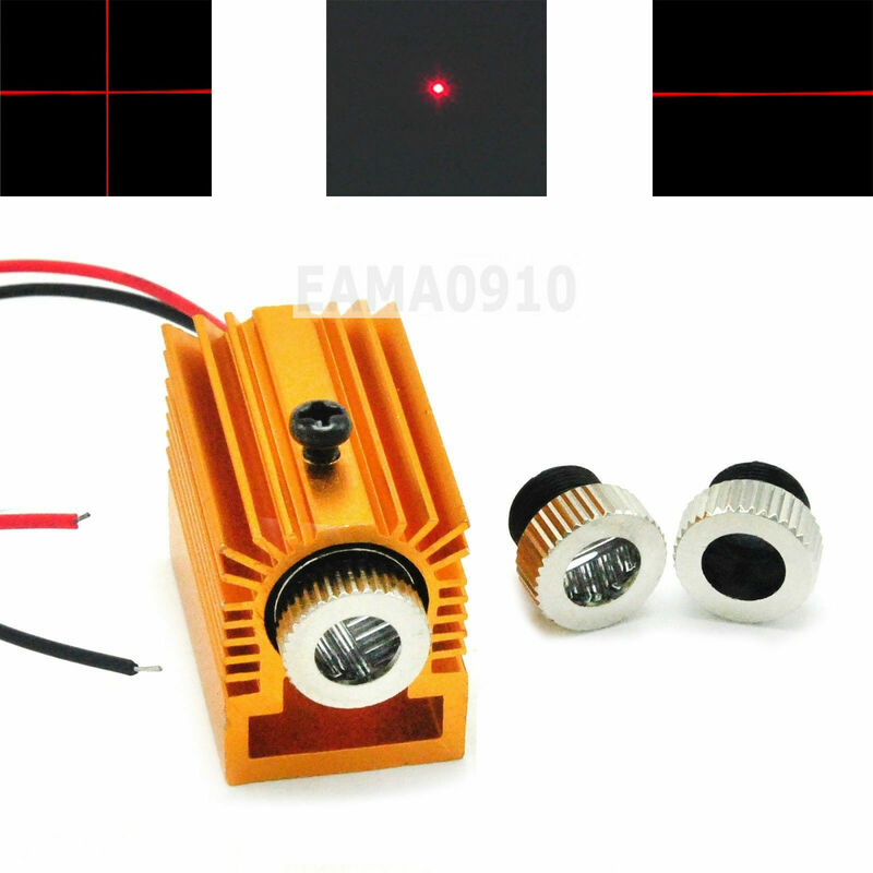 Focusable-3 in 1 Módulo de Diodo Laser Vermelho, 30mW, 650nm, Ponto, Linha, Cruz, Dissipador de 12mm