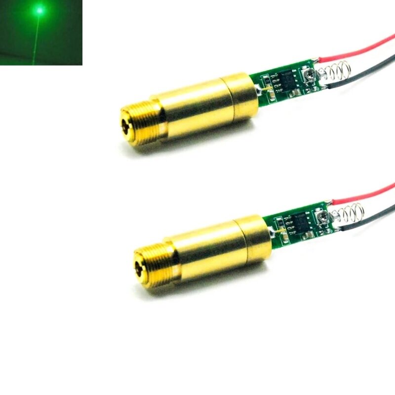 Diode laser verte Dot Tech, boîtier en laiton, diamètre 12mm, 532nm, 20mw, 3.7V, 2 pièces