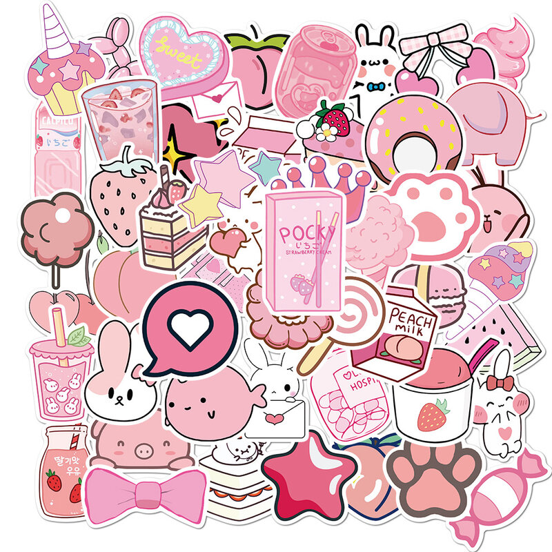 VSCO-Cute Pink Style Cartoon Stickers para crianças, DIY, carro, bicicleta, viagem, bagagem, laptop, brinquedo clássico, grafite adesivo, decalque, 10, 30, 50pcs