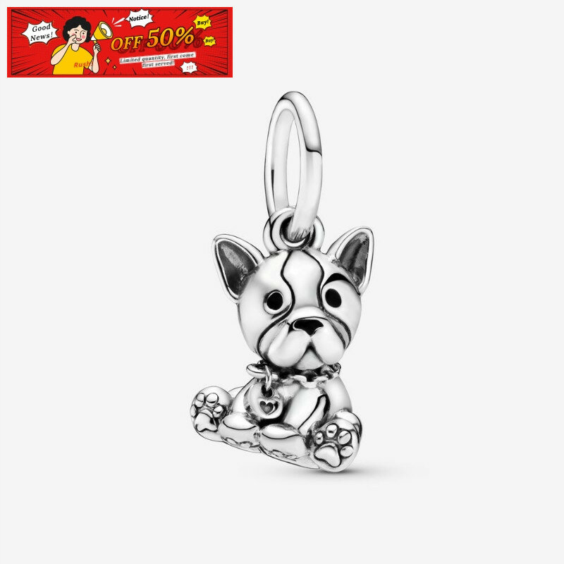 Mode Zilveren 925 Hangende Bulldog Puppy Hond Dangle Charm Fit Originele Pandora Armbanden Vrouwen Diy Verjaardagscadeau