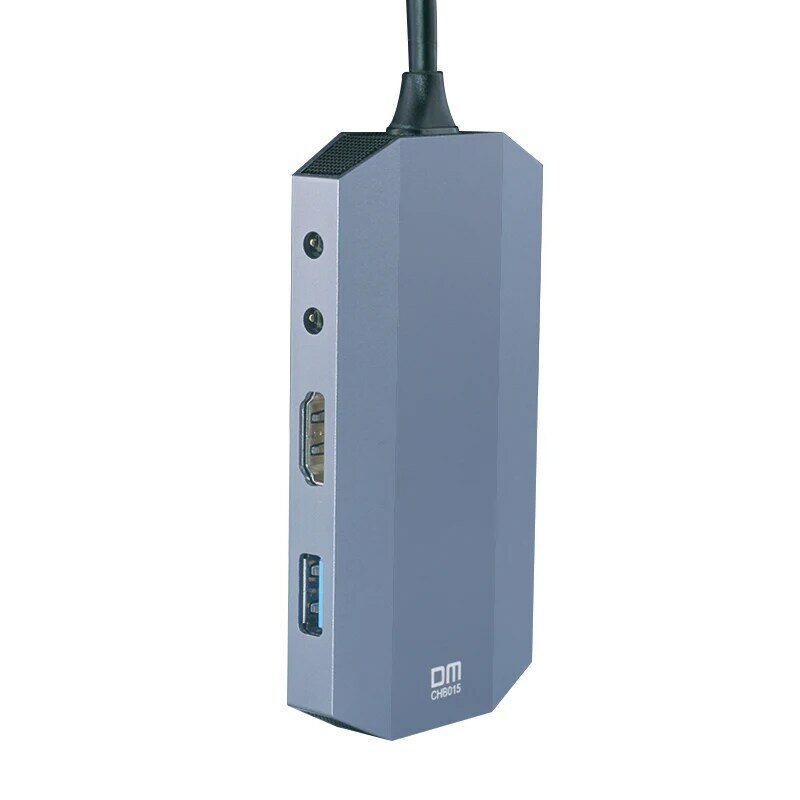 DM CHB015 محور 9 في 1 من النوع C مع USB3.0 TF بطاقة SD متوافقة مع صوت PD ومنفذ إيثرنت 1000 ميجابت في الثانية يدعم 4k