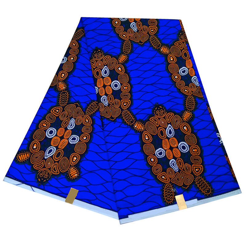 Véritable Wax à imprimés, tissu africain bleu, 6Yards par lot, nouvelle collection 2019
