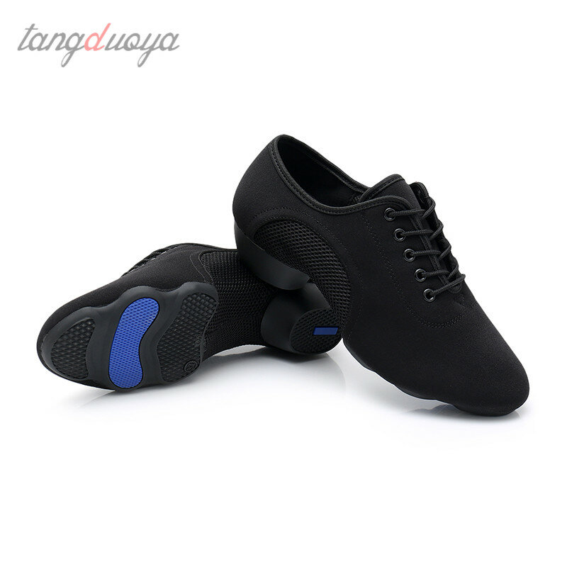 Black Professional Salsa Dance Shoes Men Women Standard Ballroom Tango Latin Teacher Dance Shoes Canvas Jazz Sneakers