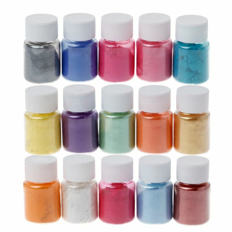 Polvo de Mica en 15 colores, resina epoxi, pigmento perlado, polvo Mineral de Mica Natural