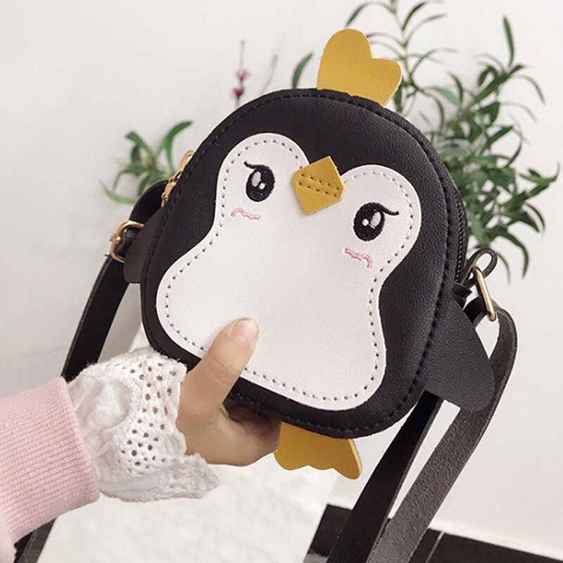 Animal Penguin Shape Shoulder Bag Kids Girls Crossbody Bag Cute Clutch Leather Small Handbag Bags Small Messenger Bag