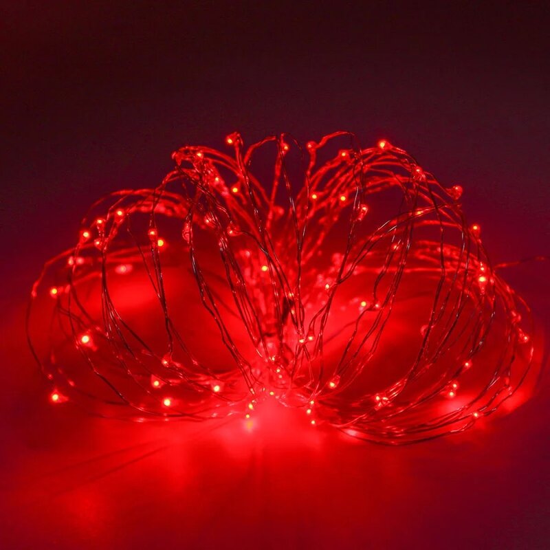 10m led string fio de prata conto de fadas vermelho roxo azul guirlanda família natal festa de casamento decoração usb bateria energia