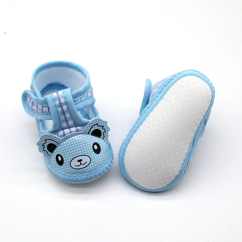 Zapatos de suela blanda para bebé recién nacido, niño y niña, calzado para primeros pasos, con dibujo de oso pequeño, encantador
