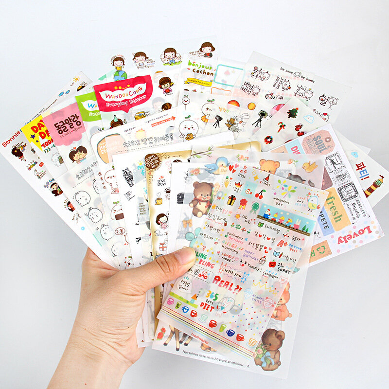 6Sheets/Bag Leuke Stickers Journal Kawaii Scrapbooking Planner Dagboek Sticker Set Retro Briefpapier