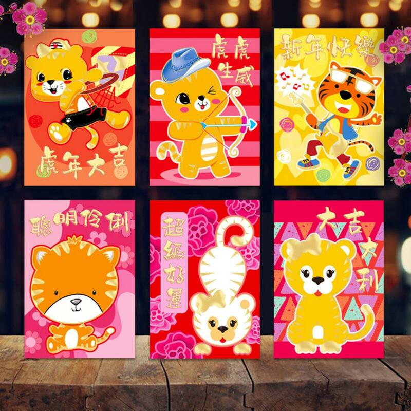 12Pcs สีแดงกระเป๋าซองจดหมาย Tiger รูปแบบ Hongbao สวยงามรื่นเริง Lucky เงินกระเป๋าสำหรับเทศกาลฤดูใบไม้ผลิงานแต่งงานแพ็คเก็ตของขวัญกระเป๋า